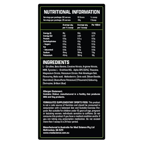 MAD PUMPZ BY MAD SCIENCE - Victorious Fitness Supplements Hervey Bay