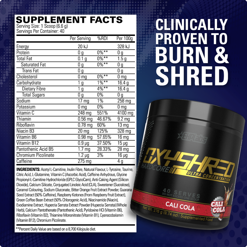 EHP Labs Oxyshred Hardcore - Victorious Fitness Supplements Hervey Bay