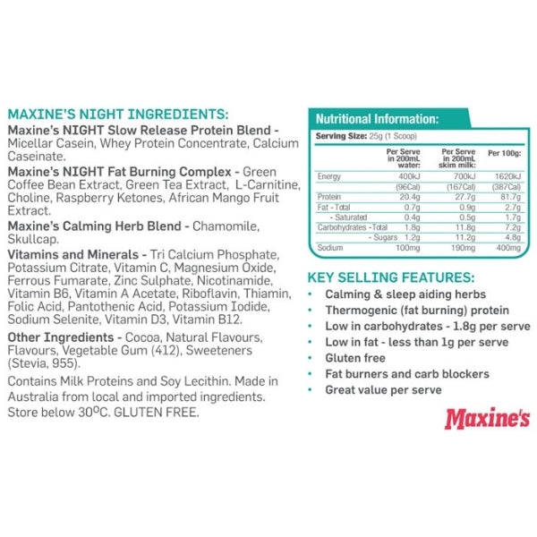 Maxine's Night Protein - Victorious Fitness Supplements Hervey Bay