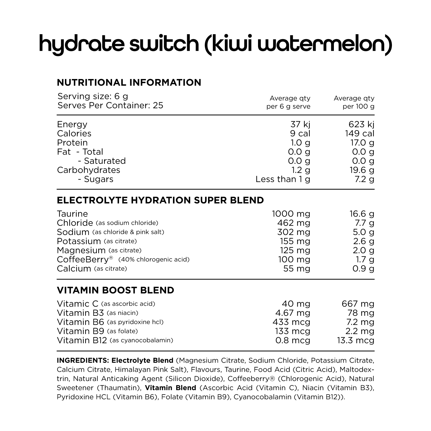 Switch Nutrition Hydrate - Victorious Fitness Supplements Hervey Bay